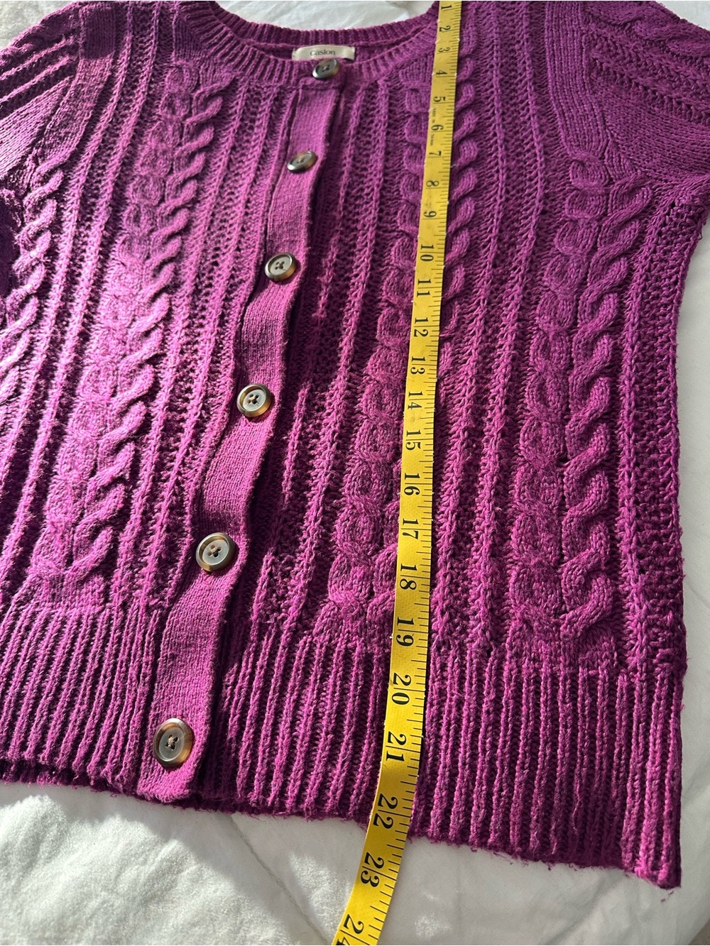 Caslon Nordstrom Magenta Cable Knit Button Cardigan size medium - Picture 11 of 13
